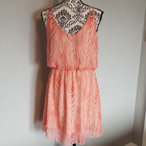 Dress. Coral and Beige. Medium
